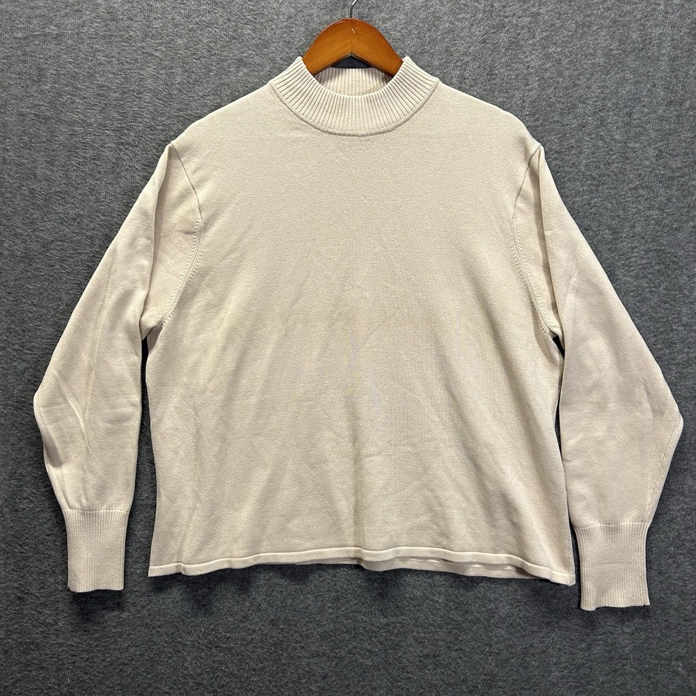 Dressbarn Woman Ivory Silk Blend Long Sleeve Mock‎ Neck Pullover Sweater 20W - Picture 2 of 10